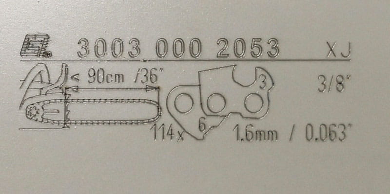 Oznaczenie prowadnicy STIHL Rollomatic ES Light 90cm 3/8"